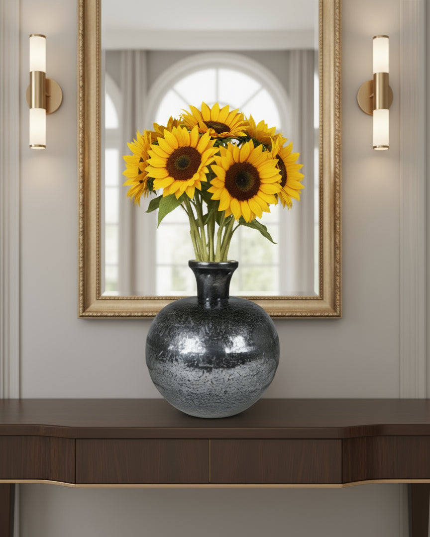 Round Grey Lustre Vase