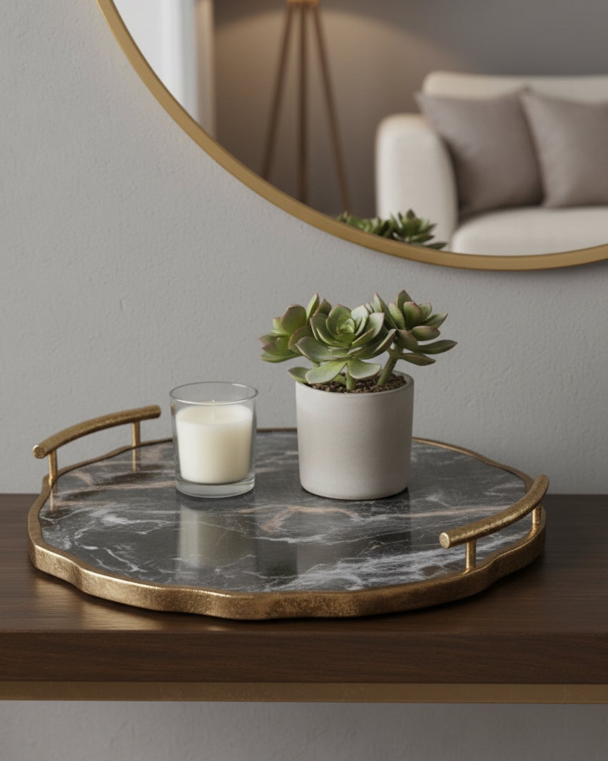 Marble Effect Flat Tray