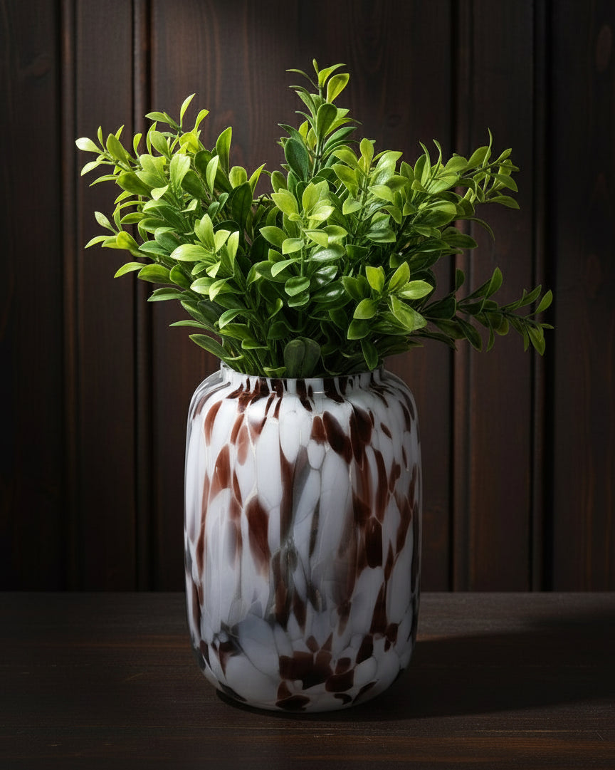 Small White Mottles Glass Vase