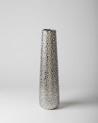 Large Hammered Silver Ceramic Vase