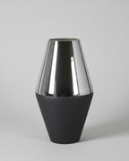 Silver and Black Tapered Glass Vase
