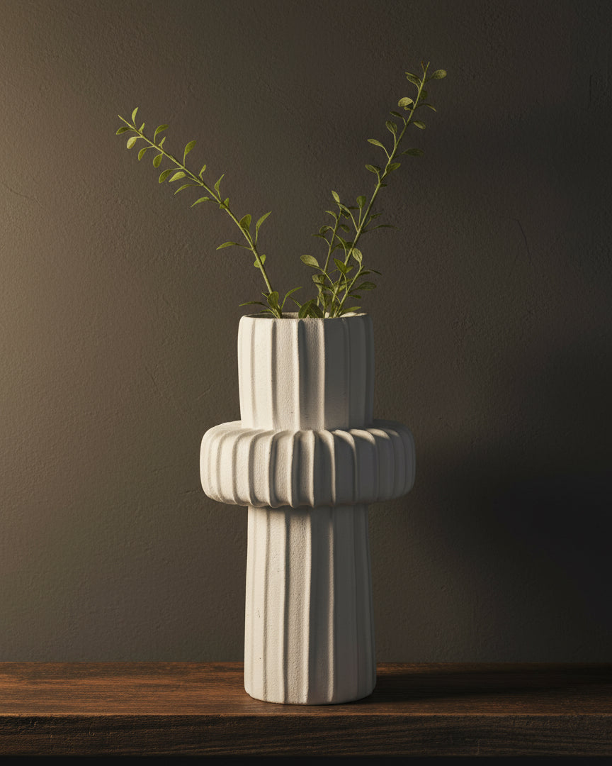Ceramic Ribbed Vase